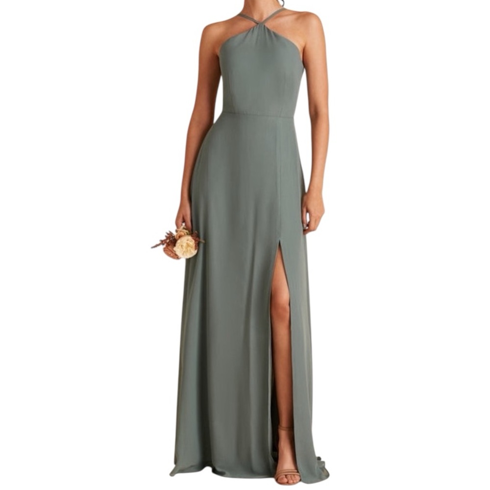 Birdy Grey Juliet Halter Neck Chiffon Dress Sea Glass